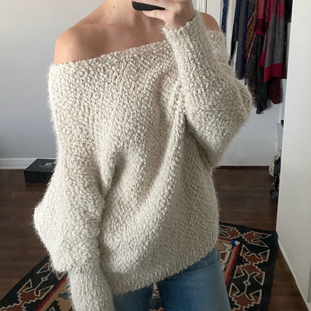 Lovestitch off the shoulder cream sweater